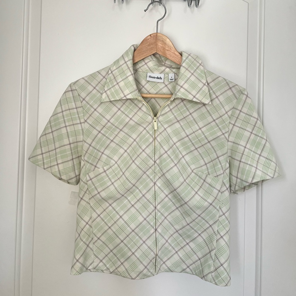 Aritzia Green Plaid Button Down Shirt